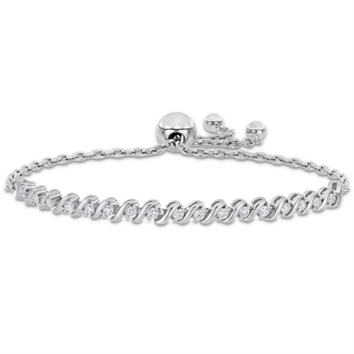 Mimi & Max 1/2ct dew created moissanite s link adjustable bolo bracelet in sterling silver