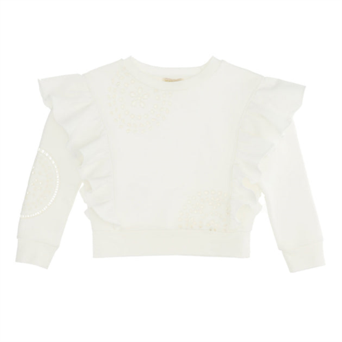 Monnalisa cream lace ruffle sweatshirt