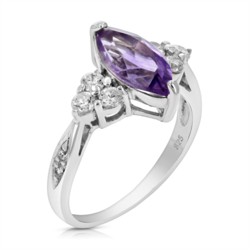 Vir Jewels 1.20 cttw purple amethyst ring .925 sterling silver rhodium marquise 12x6 mm