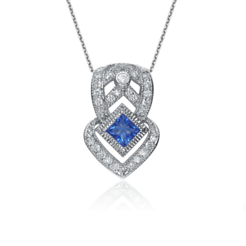 Genevive sterling silver sapphire cubic zirconia pave pendant necklace