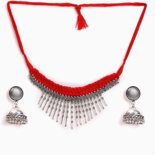 SOHI ethnic oxidised thread necklace set