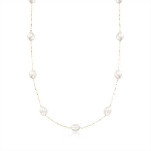 Ross-Simons 8-8.5mm cultured pearl station necklace in 14kt yellow gold