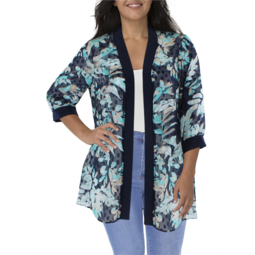 R&M Richards womens printed duster open-front blazer