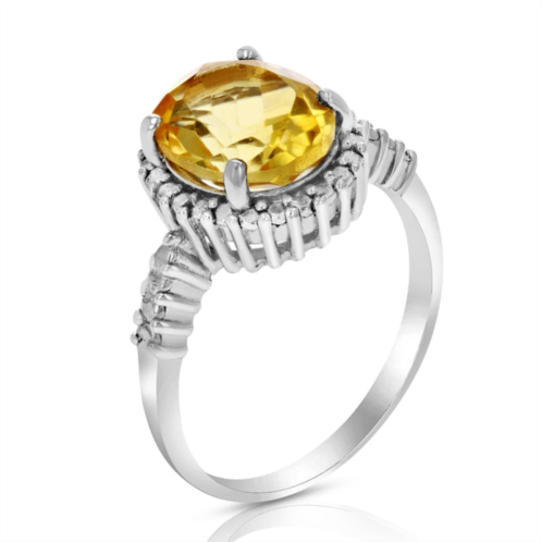 Vir Jewels 3 cttw citrine ring .925 sterling silver with rhodium plating oval shape 11x9 mm