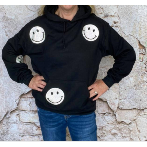 Distressed Vintage Couture smile face hoodie in black