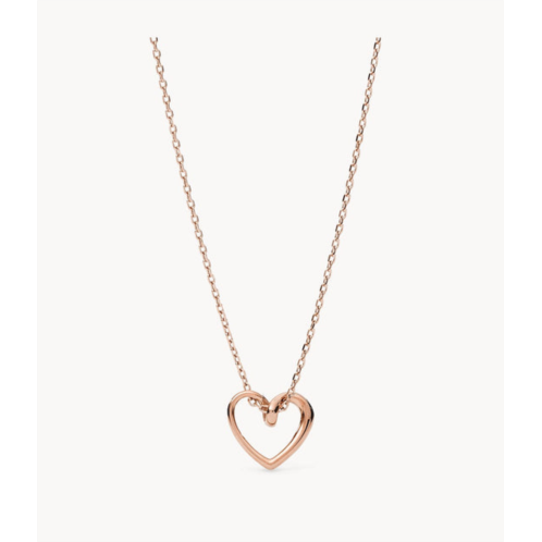 Fossil womens rose gold stainless steel pendant necklace
