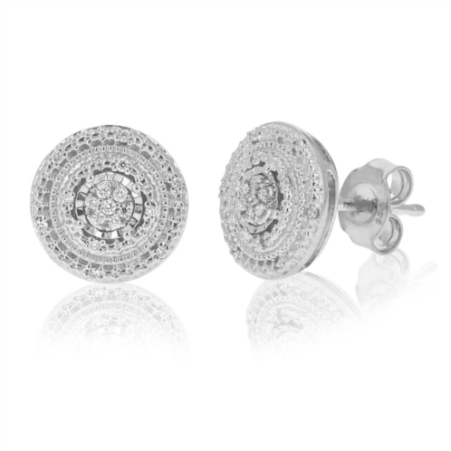 Vir Jewels 1/10 cttw round cut lab grown diamond .925 sterling silver stud earrings push back prong set