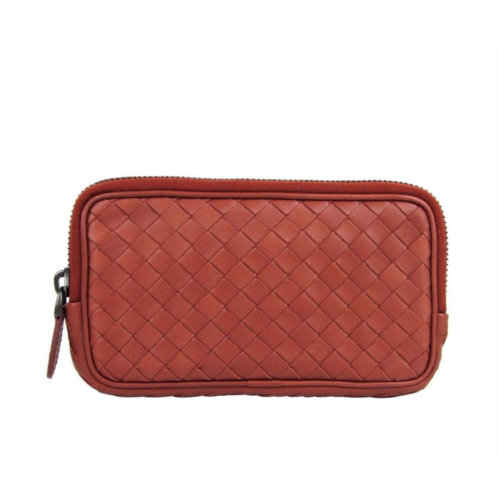 Bottega Veneta unisex smartphone case rust woven leather coin purse