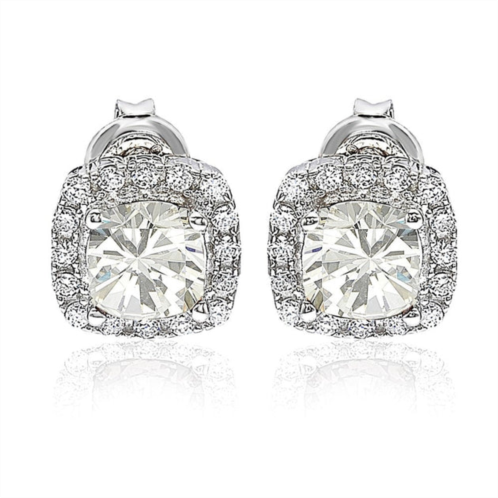Suzy Levian white cubic zirconia sterling silver princess diana stud earrings