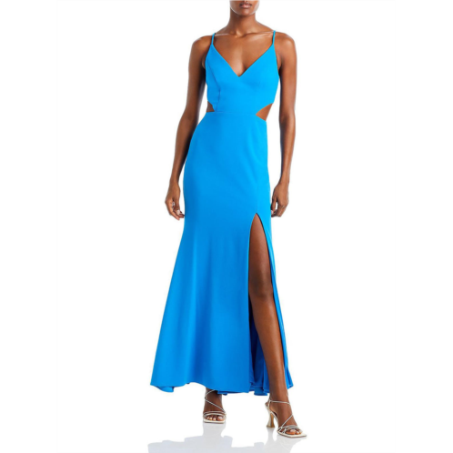 Aqua womens side slit maxi evening dress