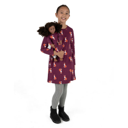 Leveret girls and matching doll cotton dress fox
