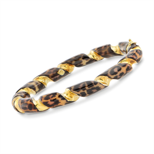 Ross-Simons italian leopard-print enamel twisted bangle bracelet in 18kt gold over sterling