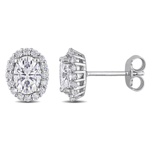 Mimi & Max 2 1/3ct dew created moissanite oval halo stud earrings in sterling silver