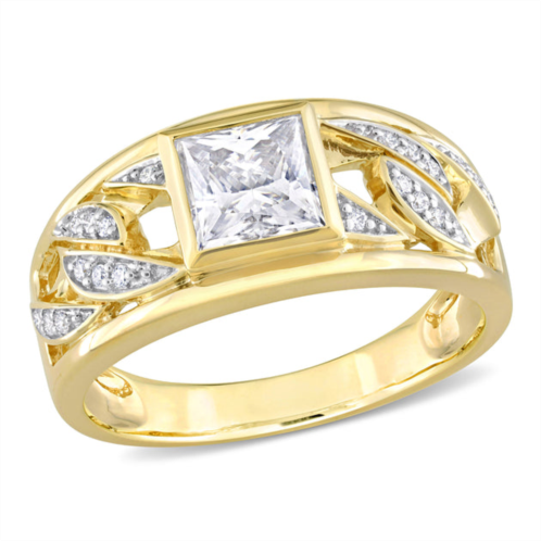 Mimi & Max 1 1/3ct tw moissanite mens ring with link design in 10k yellow gold