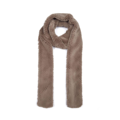 Jocelyn perforated faux fur skinny scarf in mocha