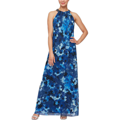 SLNY womens floral print maxi evening dress