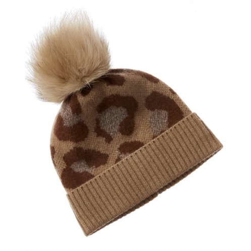 Amicale Cashmere cheetah cuffed cashmere hat