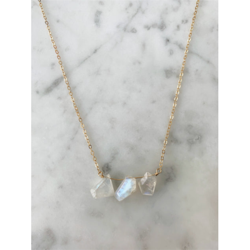 A Blonde and Her Bag gold 3 odd stone moonstone bar necklace