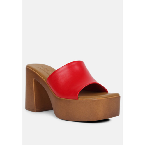 Rag & Co scandal slip on block heel sandals in red