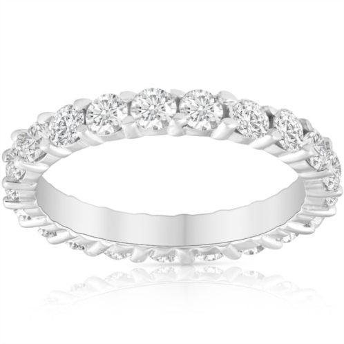 Pompeii3 2 ct lab grown diamond eternity ring womens wedding band 14k white gold