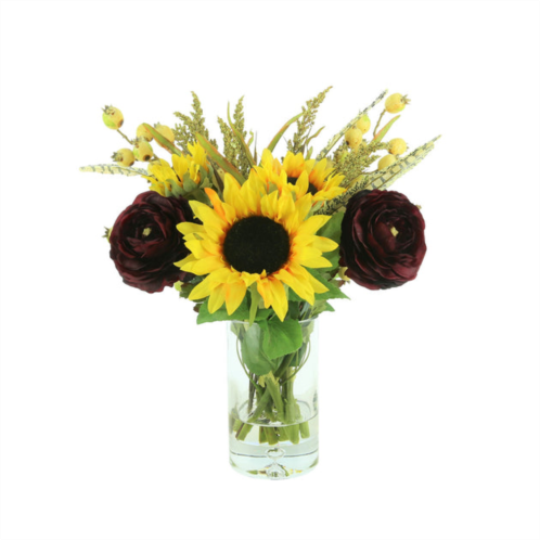 Creative Displays fall arrangement w/ sunflowers and ranunculus