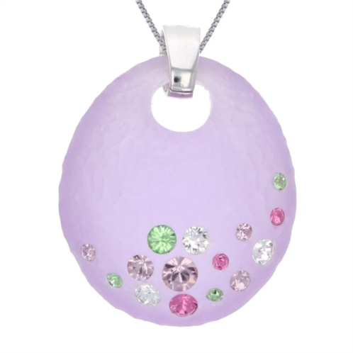 Vir Jewels 1.25 inches purple lucite pendant with multi color crystals with chain