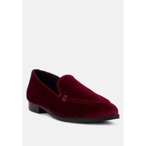 Rag & Co luxe-lap burgundy velvet handcrafted loafers