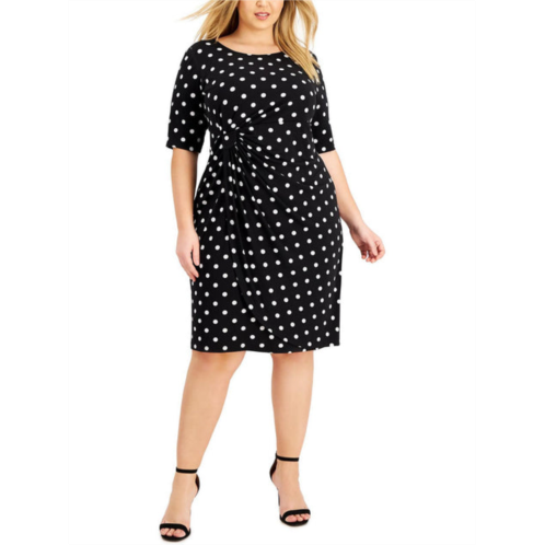 Connected Apparel plus womens polka dot ruched shift dress