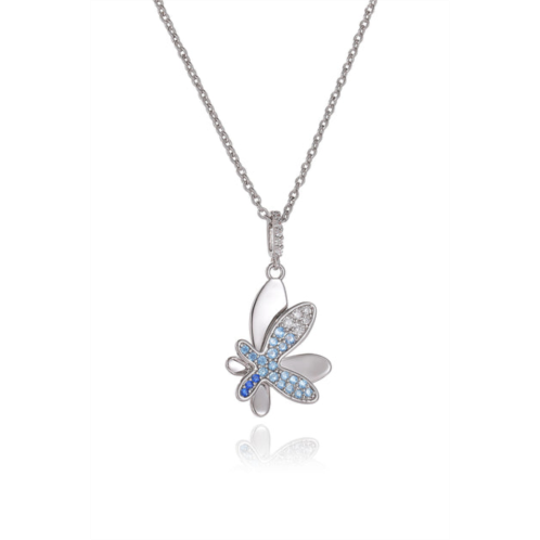 Classicharms silver gradient blue pave diamond butterfly pendant necklace