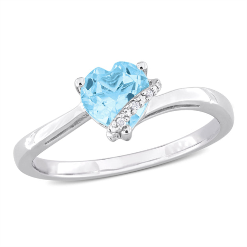 Mimi & Max 1ct tgw heart shape sky blue topaz and diamond accent wrap ring in sterling silver