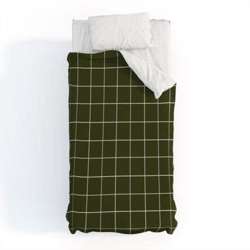 Deny Designs summer sun home art grid olive green polyester duvet