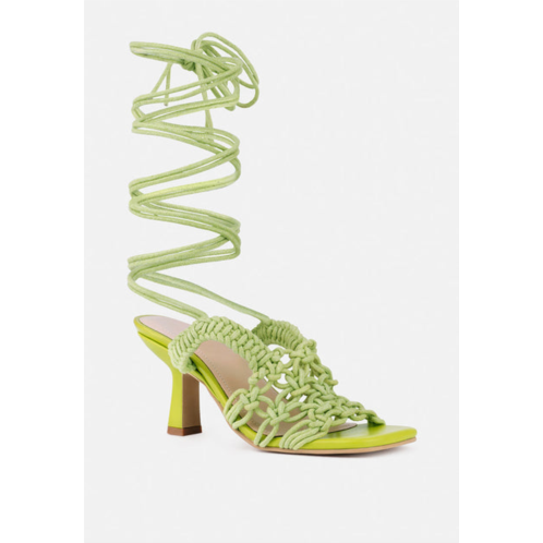 Rag & Co beroe green braided handcrafted lace up sandal