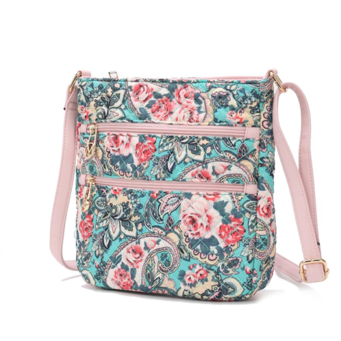 MKF Collection by Mia k. lainey quilted cotton botanical pattern womens crossbody