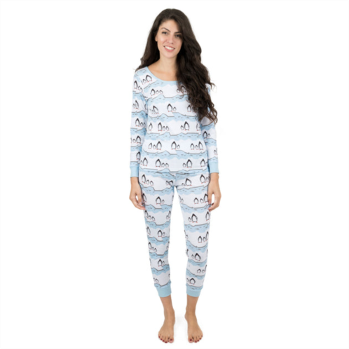 Leveret christmas womens two piece cotton pajamas penguin