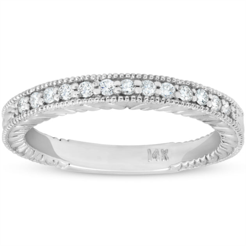Pompeii3 1/5ct diamond vintage womens wedding ring stackable 14k white gold band