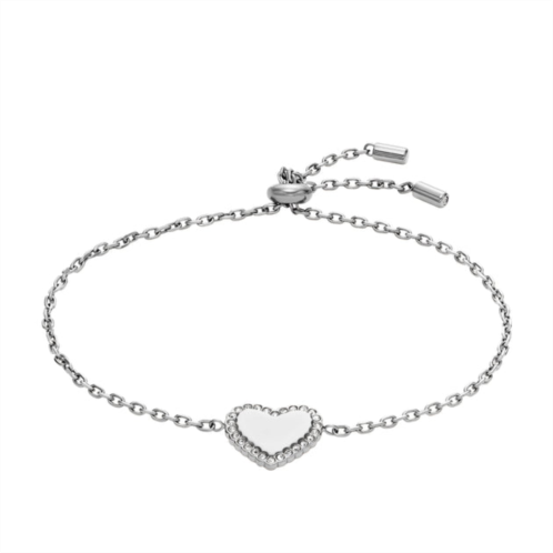 Fossil womens elliott stainless steel heart chain bracelet