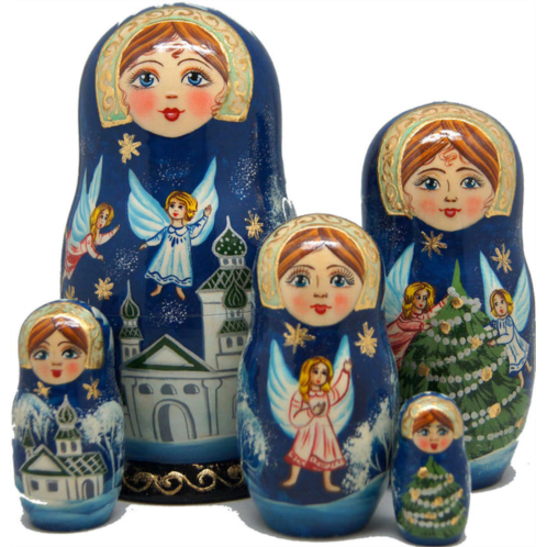 G. DeBrekht designocracy guardian angels 5-piece russian matryoshka stacking dolls set