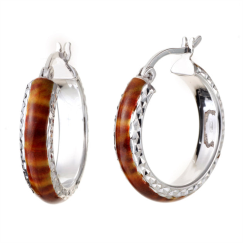 Vir Jewels sterling silver orange and yellow enamel hoop earrings
