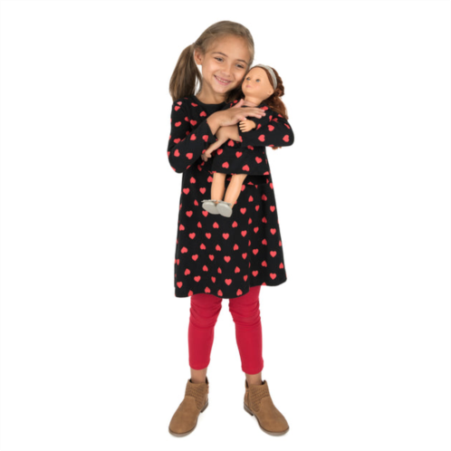 Leveret girls and matching doll cotton dress hearts
