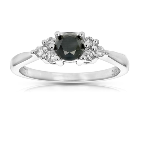Vir Jewels 0.70 cttw black and white diamond 3 stone ring 10k white gold bridal