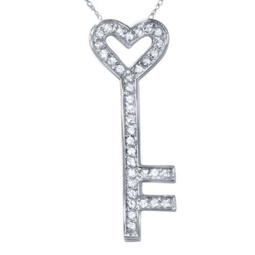 Pompeii3 1/2ct real diamond 14k white gold key pendant necklace