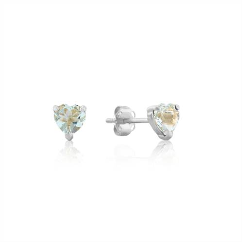 MAX + STONE 14k white or yellow gold 3 prong heart shape gemstone stud earrings