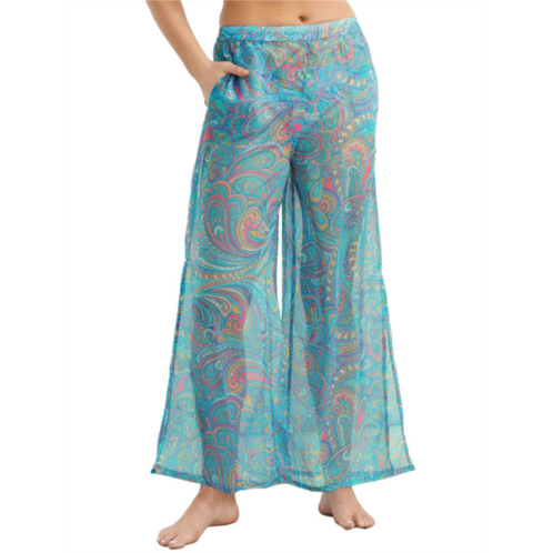 Sunsets womens paisley pop breezy beach pants cover-up