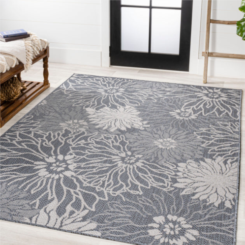 JONATHAN Y bahamas modern all-over floral indoor/outdoor navy/gray area rug