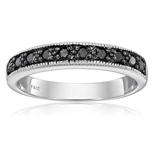 Vir Jewels 1/4 cttw black diamond ring wedding band with milgrain in .925 sterling silver