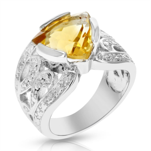 Vir Jewels 2.50 cttw citrine fashion ring brass with rhodium plating triangle shape 11 mm