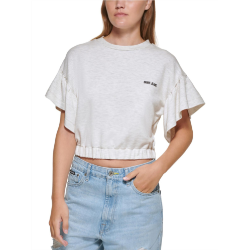 DKNY Jeans womens cropped flutter sleeves t-shirt
