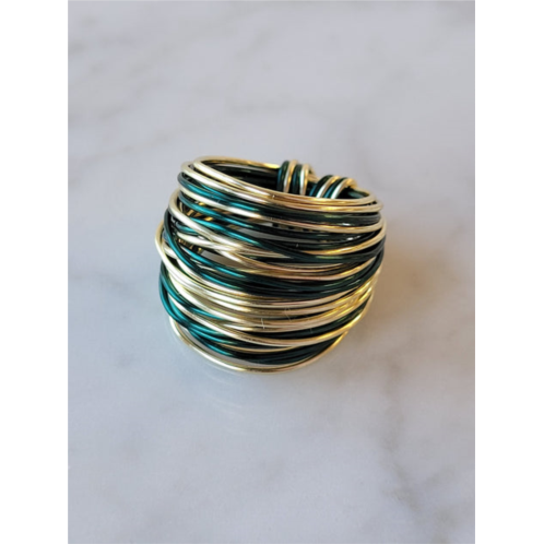 A Blonde and Her Bag marcia wire wrap ring in green and gold