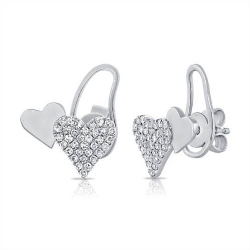 Diana M. 14k wg 1.78gr stud heart earrings 68 diamonds 0.19c