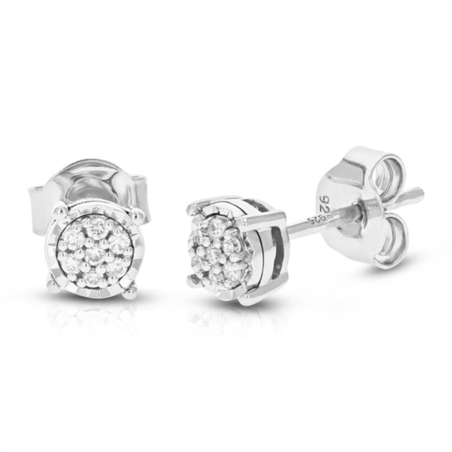 Vir Jewels 1/10 cttw 14 stones round lab grown diamond studs earrings .925 sterling silver prong set round shape